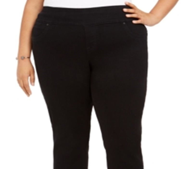 Style & Co Women's Plus Ella Pull on Bootcut Jeans Black Size 14W