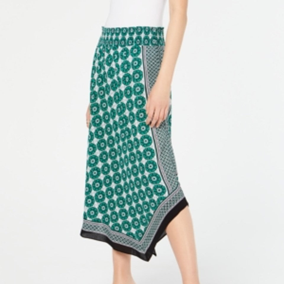 INC Women's Skirts Medium Asymmetrical Border-Tile Print  Black Size Medium