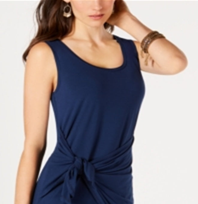 Style & CO Women's Scoop Neck Short Dress Blue Size S