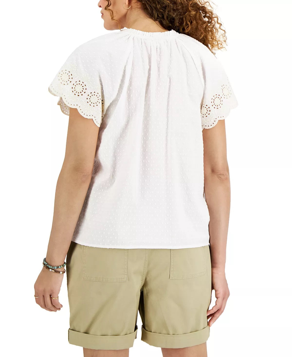 Style & Co Women's Flutter-Sleeve Blouse  White Size 2XL