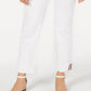 Charter Club Women's Belted Tummy Control Cuffed Jeans White Size 10