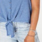 Hippie Rose Women's New Tie Button Front Tank Top Blue Size Small