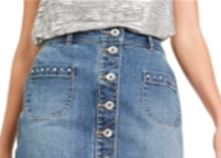 INC International Concepts Women's Studded Jean Skirt Blue Size 0