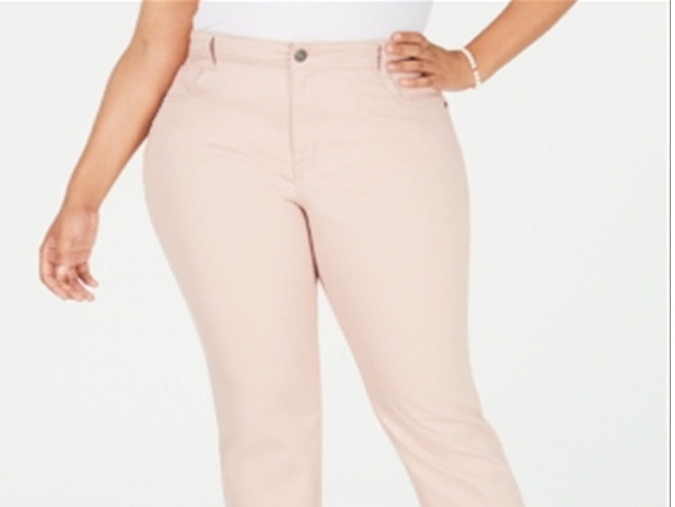 Style & Co Women's High Rise Slim Leg Jeans Pink Size 14W
