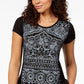 Style & Co Women's Graphic T-Shirt Black Size XXL