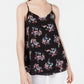 Hippie Rose Women's Floral Spaghetti Strap Tank Top Black Size X-Large