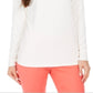 Charter Club Women's Heathered Ribbed Turtleneck Top White Size Large