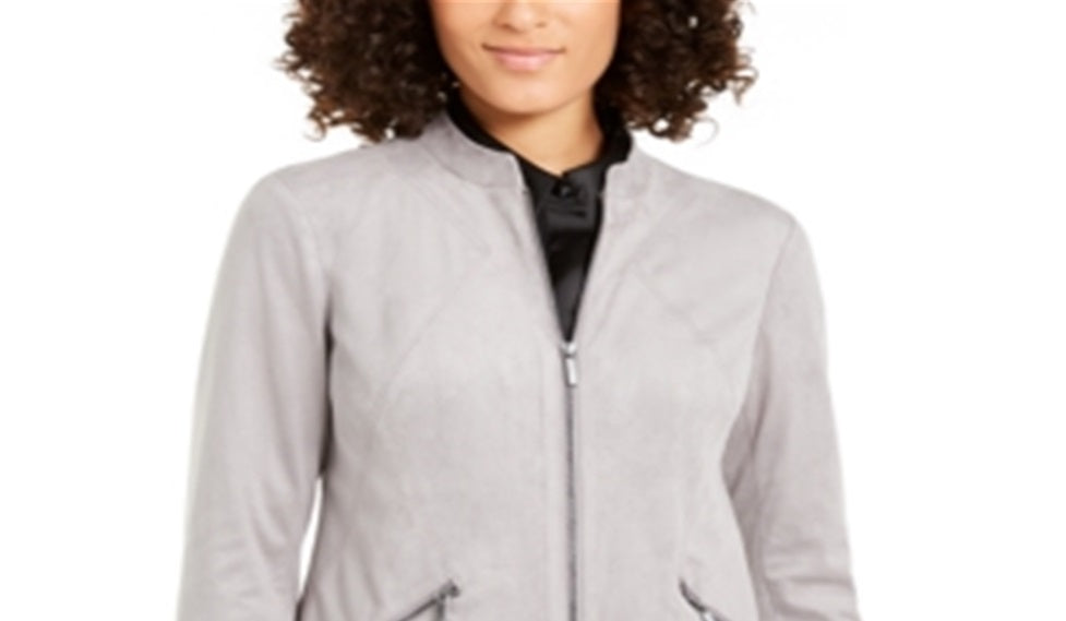 Alfani Women's Faux Suede Jacket Gray Size Large