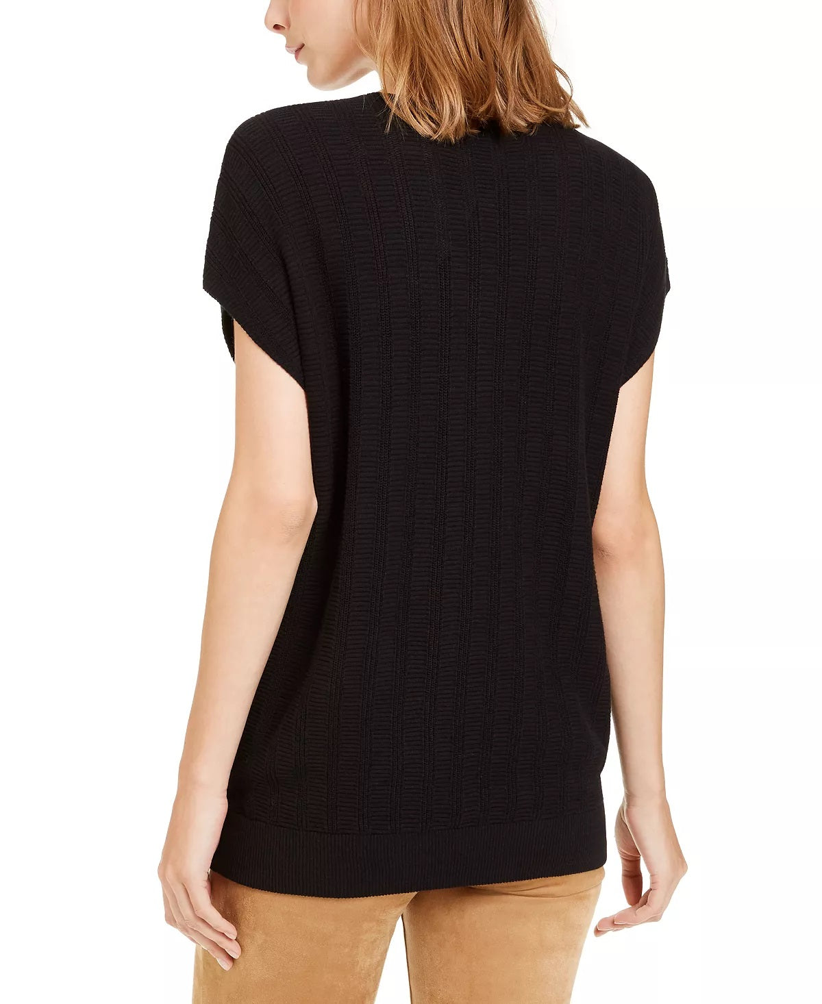Alfani Women's Striped Batwing-Sleeve Sweater  Black Size 2XL