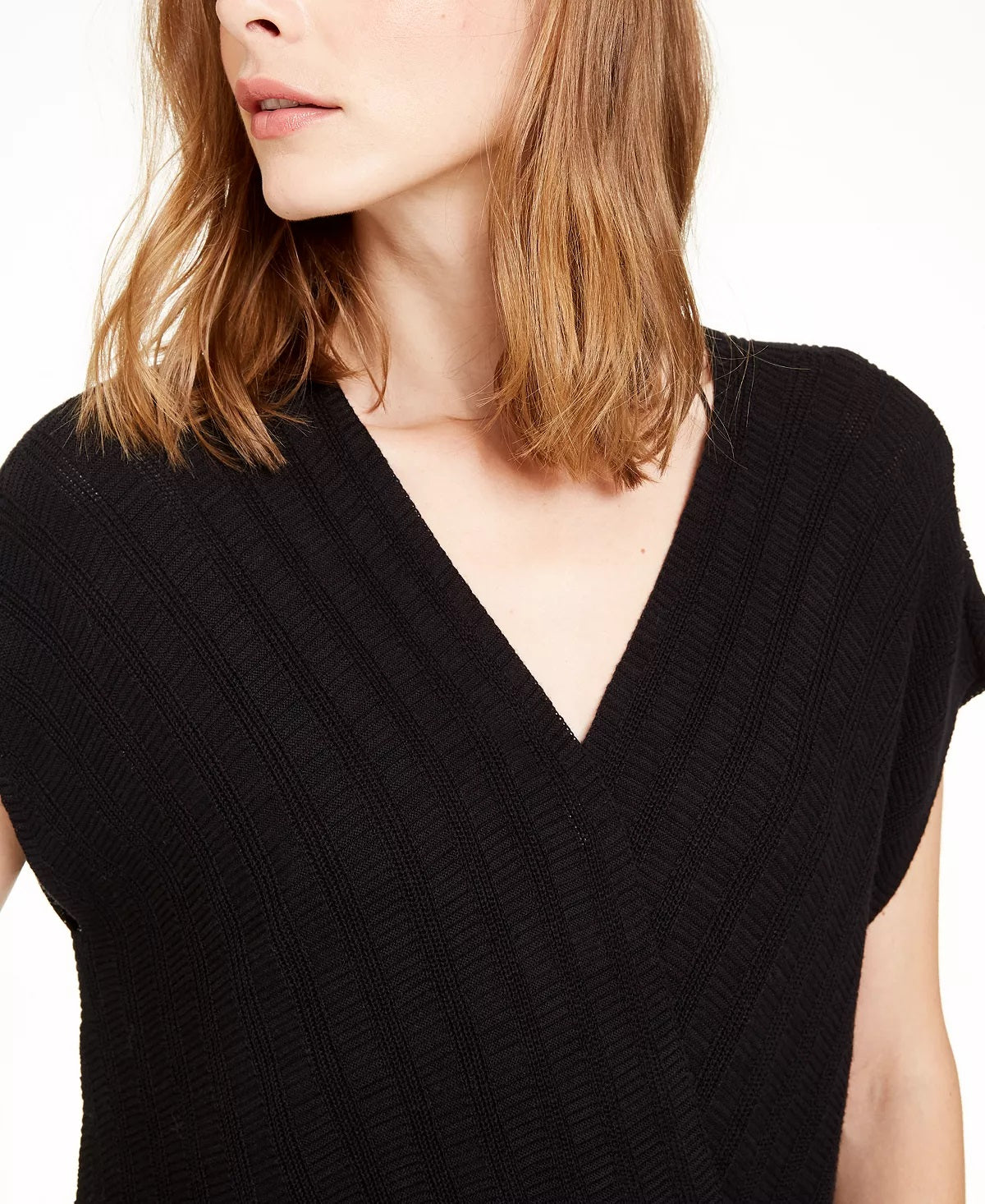 Alfani Women's Striped Batwing-Sleeve Sweater  Black Size 2XL