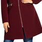 City Chic Women's Simple Elegance a Line Coat Red Size Petite Medium