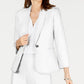 Kasper Women's Textured Single Button Jacket White Size 14 Petite