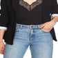 1.STATE Women's One Button Stretch Crepe Blazer Black