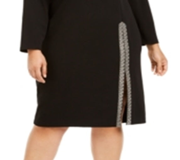 Calvin Klein Women's Dress Plus Sheath Bling Slit Black Size 20W