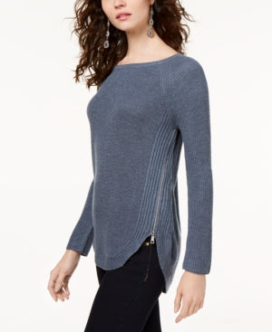 I-n-c Women's Side Zip Pullover Sweater Navy Size Medium