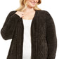 Karen Scott Women's Plus Open Front Chenille Cardigan Black Size 2X