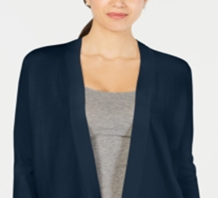 Charter Club  Women's Textured Knit Open Cardigan Blue Size XXL