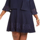 Jessica Howard Women's Scoop Neck Above the Knee Shift Party Dress Blue Size 20W