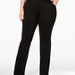 Alfani Women's Tummy-Control Faux Leather Trim Pants Black Size 0