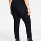 Alfani Women's Tummy-Control Faux Leather Trim Pants Black Size 0