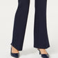 Alfani Women's Faux Leather Trim Wide Leg Trousers Blue Size 24X4.5