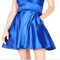 City Studios Women's Zippered Sleeveless Sweetheart Neckline Mini Party Fit Flare Dress Blue Size 3