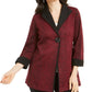 JM Collection Women's Printed 3/4 Sleeve Jacket Red Size Petite XL