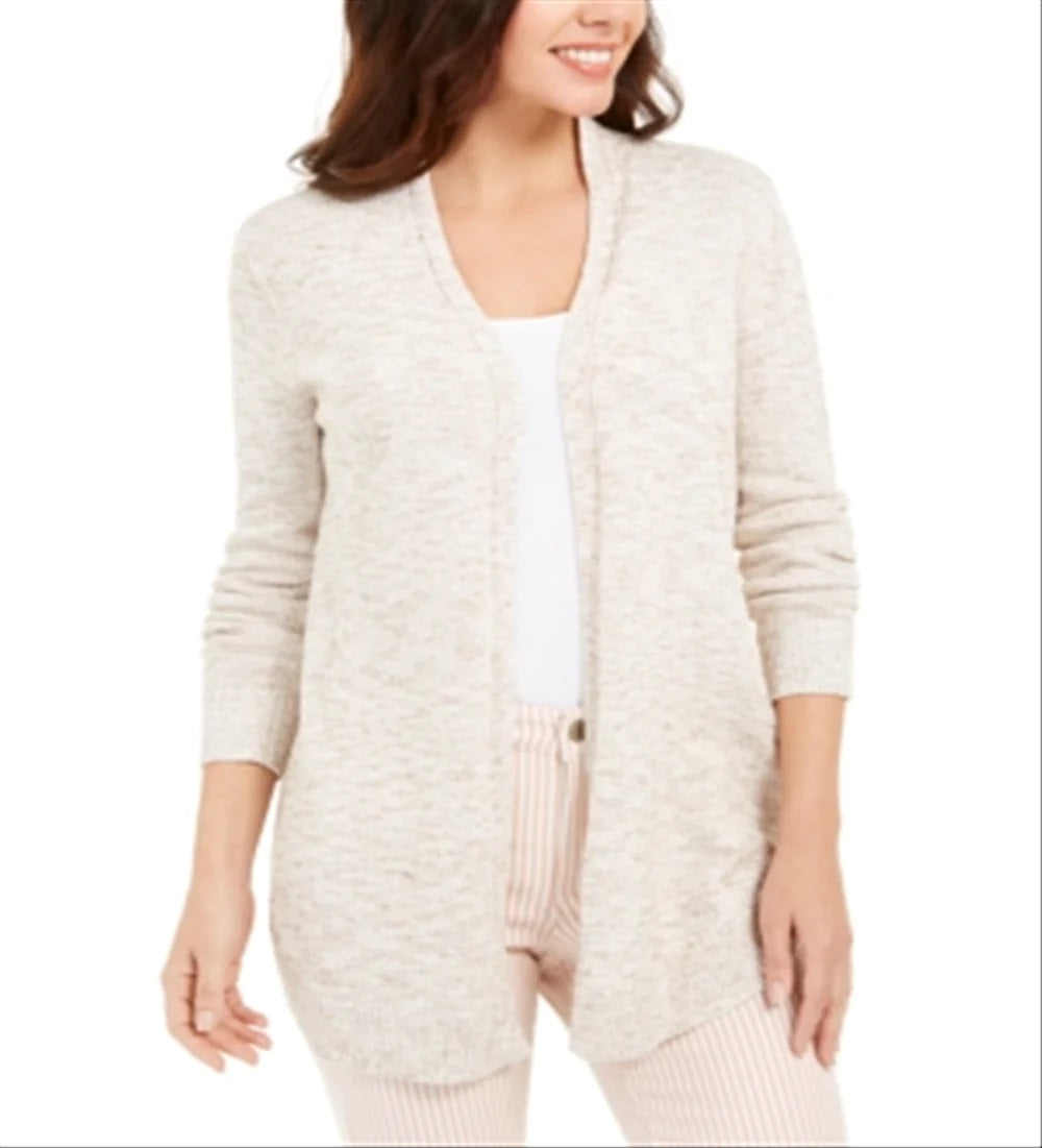 Charter Club Women's Curved Hem Completer Sweater Eggshell Size M