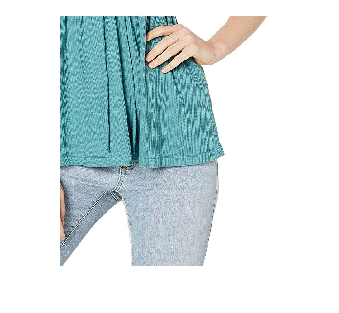 Free People Women's  Sleeveless V Neck Hi-Lo Top Blue Size Small