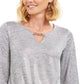 JM Collection Women's Twist Hem Metallic Top Silver Size Petite L