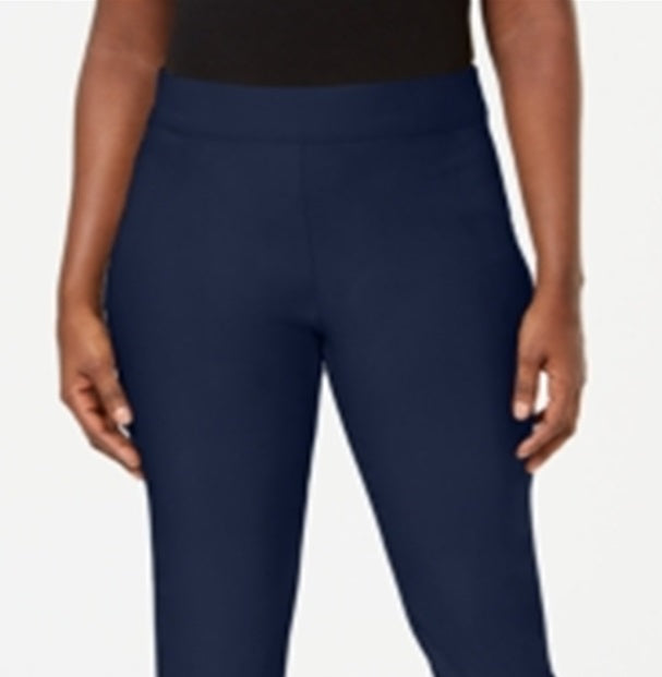 Karen Scott Women's Pull on Flat Front Pants Blue Size XL