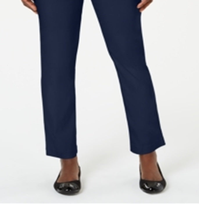 Karen Scott Women's Pull on Flat Front Pants Blue Size XL