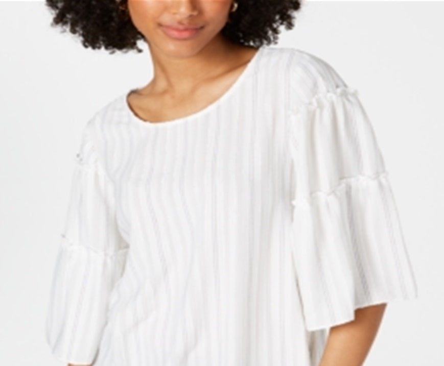 Alfani Women's Bell Sleeve Blouse Top White Size X-Large