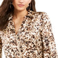 Thalia Sodi Women's Printed Zip Peplum Top Beige Size Medium