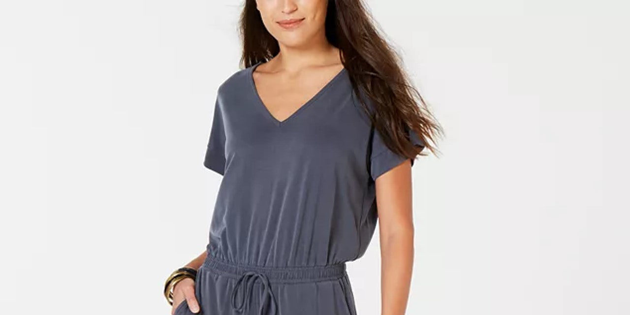 Style & Co Women's Cropped Jumpsuit Grey Size M