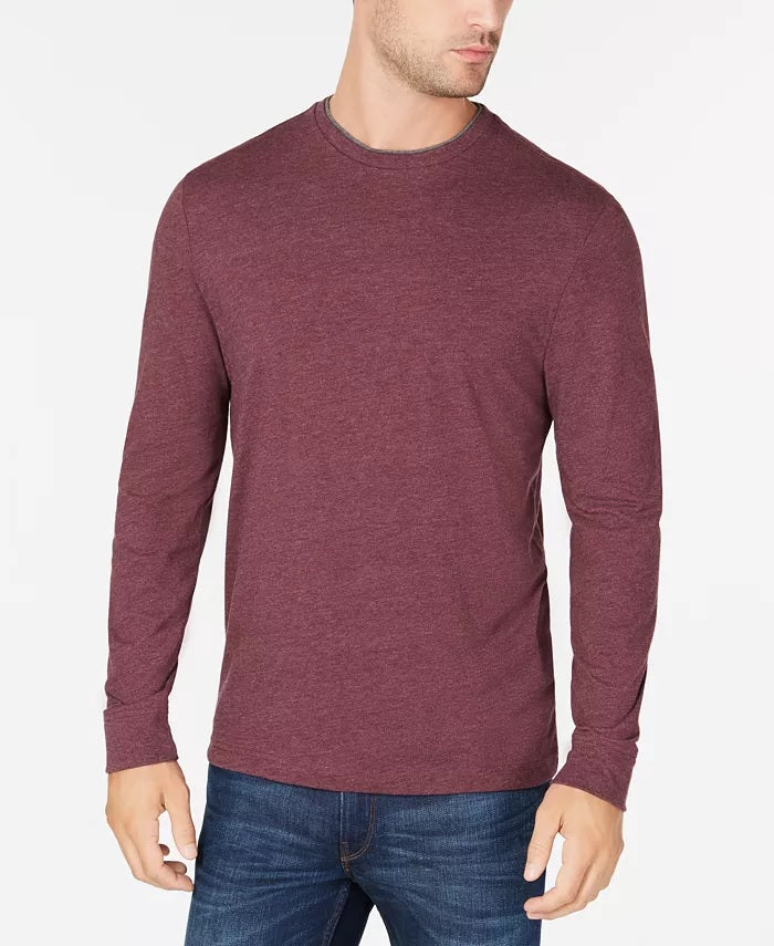 Club Room Men's Long Sleeve Crew Neck T-Shirt Red Size L