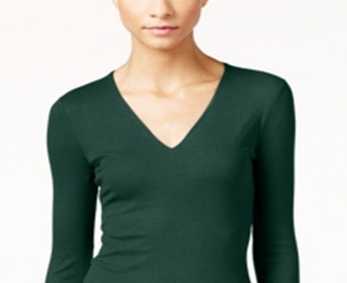 INC International Concepts Women's Ribbed Top Green Size Large