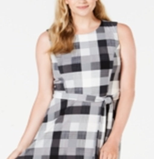 Charter Club Women's Plaid MIDI Dress Black Size -Petite L