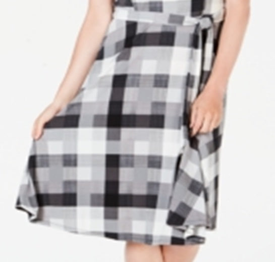 Charter Club Women's Plaid MIDI Dress Black Size -Petite L