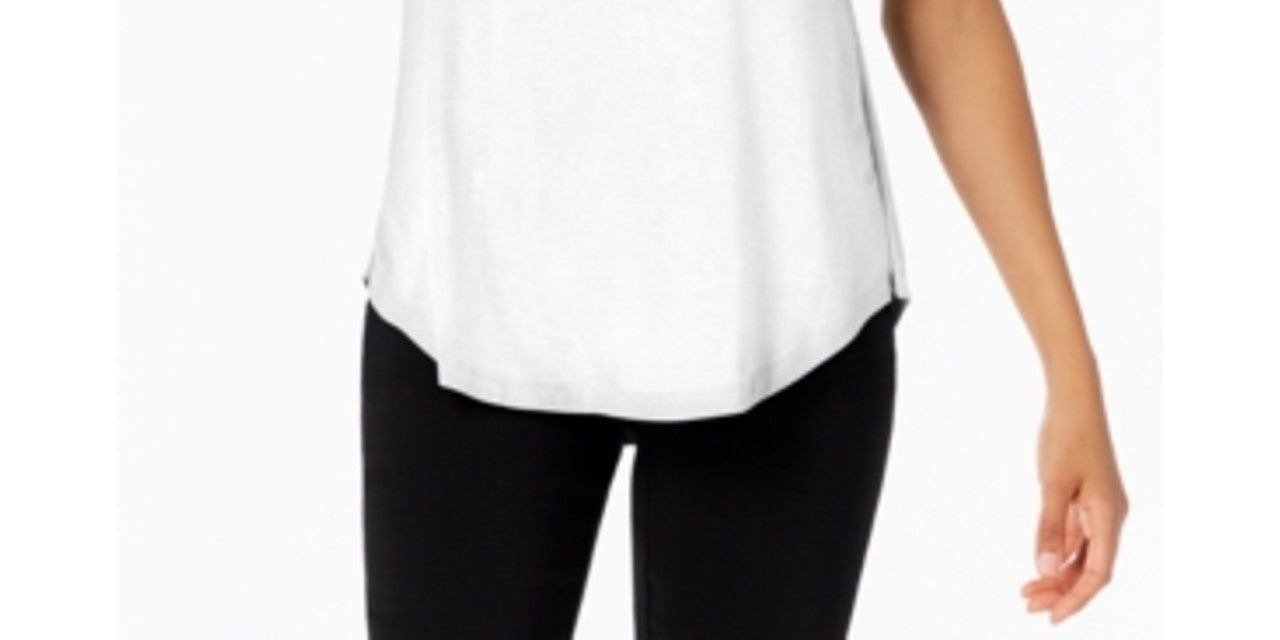 JM Collection Women's Solid T-Shirt Passion Fl White Size XL