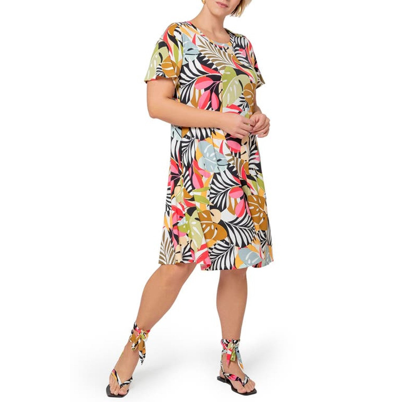 Leota Maci Print Dress in Ppbm Paradise Pop Black Multi