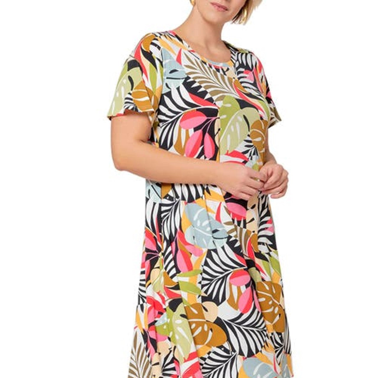 Leota Maci Print Dress in Ppbm Paradise Pop Black Multi