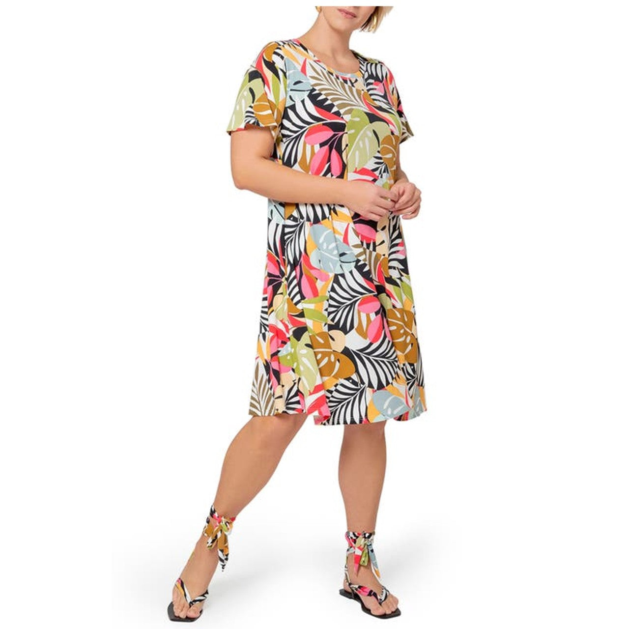 Leota Maci Print Dress in Ppbm Paradise Pop Black Multi