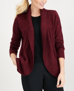Karen Scott Women's Cocoon Cardigan Wine Size Large