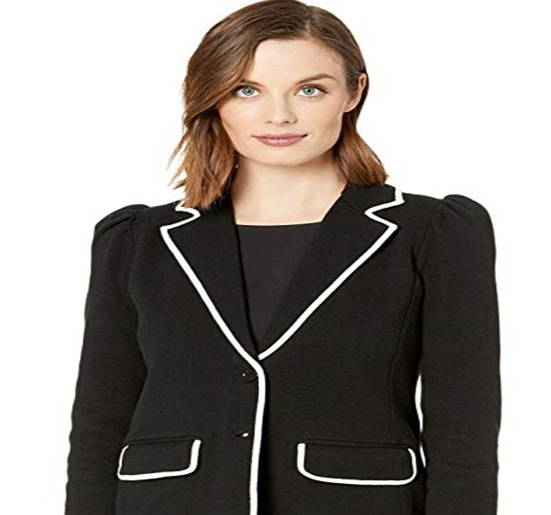 Ralph Lauren Women's Trimmed Cotton Blend Blazer Black Size Small