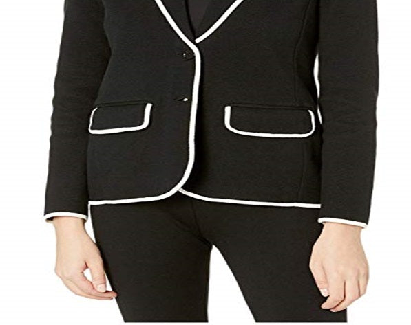 Ralph Lauren Women's Trimmed Cotton Blend Blazer Black Size Small