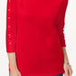 Karen Scott Women's Cotton Stud Trim Boat Neck Top Red Size Petite M