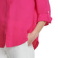 DKNY Women's Cuffed Sleeve Hidden Placket Blouse Pink Size X-Large