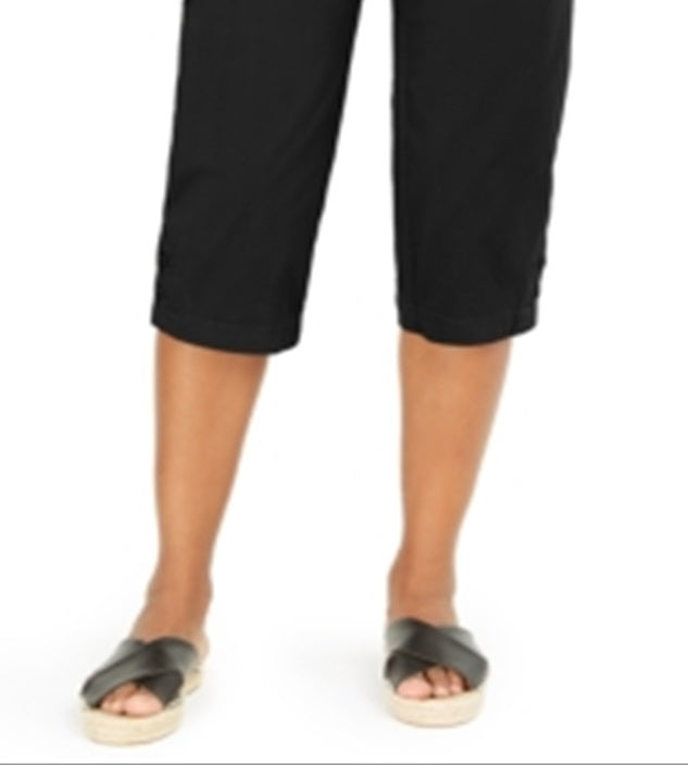 Karen Scott Women's Button Trim Cropped Pants Black Size 12