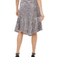 Calvin Klein Women's Velour Sequined MIDI Skirt Silver Size Small